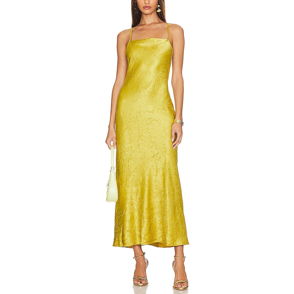 Bec + Bridge 'Carolina' Yellow Satin Maxi Dress Size 6